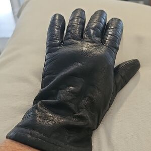 Black Leather Womens Driving Gloves Made In Italy Very Good Used Condition Sz 8